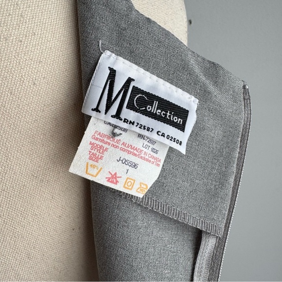 Vintage 90s Y2K Grey Minimalist Sheath Dress XS Halter Mini Short Capsule Canada - Picture 13 of 14